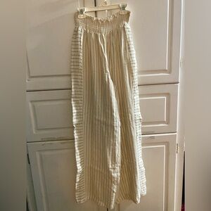 Joie Cream Striped Wide Leg Pants